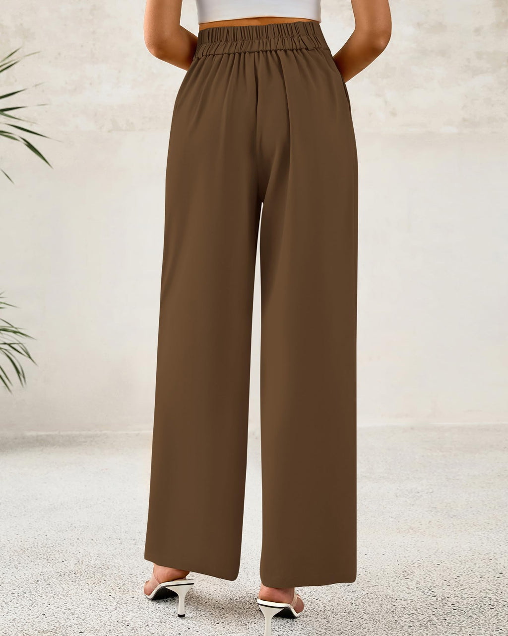BTFBM Women Wide Leg Dress Pants High Waisted Button Pleated Business Casual Trousers Office Work Palazzo Pants