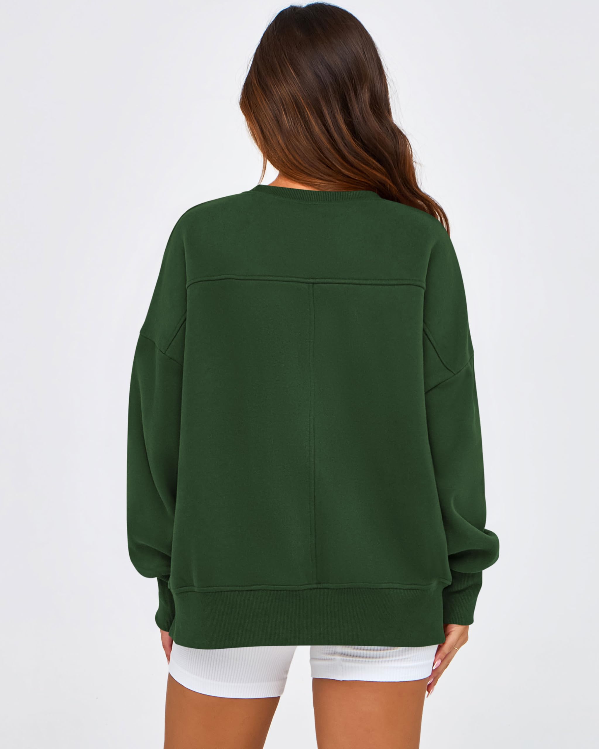 BTFBM Women's Casual Crewneck Sweatshirts Spring Long Sleeve Side Slit Workout Fleece Pullover Top Fashion Clothing