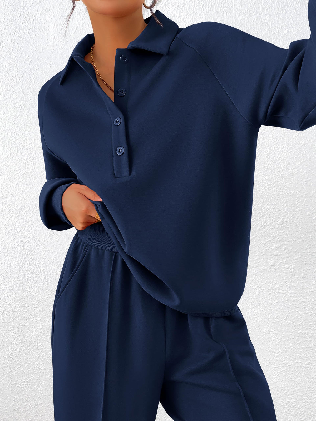 PRETTYGARDEN Women Fall 2 Piece Outfits Sweatsuits Lounge Sets Quarter Button Long Sleeve Sweatshirt, Wide Leg Sweat Pants, Casual 2 Piece Sets Tracksuit, Airport Travel Outfits for Women