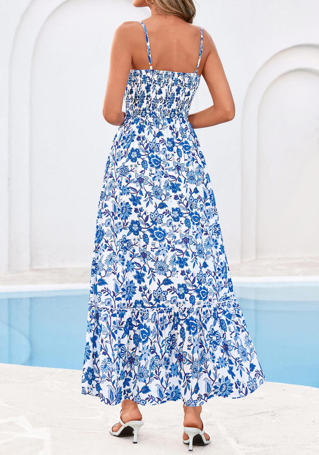 BTFBM Summer Dresses for Women Sundresses Sleeveless Spaghetti Strap Boho Beach Vacation Outfits Spring Maxi Dress