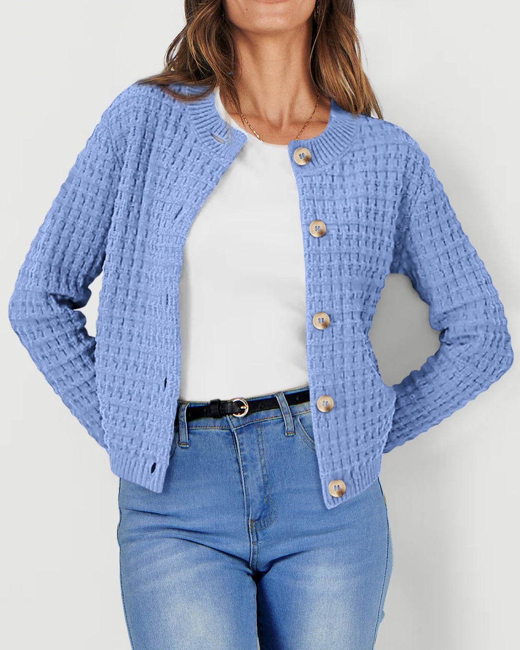 PRETTYGARDEN Women's Knit Cardigan Sweaters Casual Long Sleeve Open Front Button Down Trendy Jackets Outerwear
