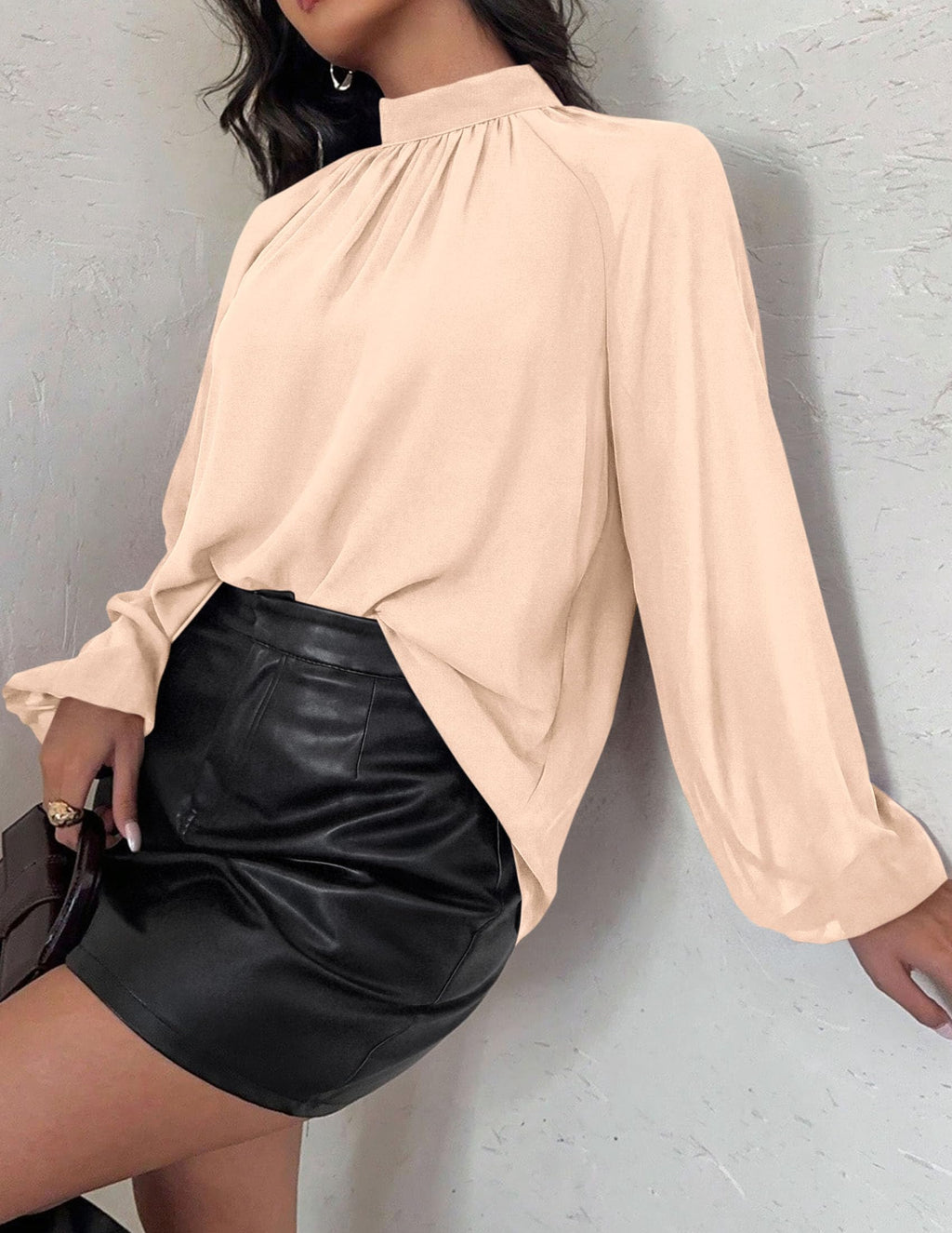 PRETTYGARDEN Chiffon Blouses for Women Dressy Casual Mock Neck Tops