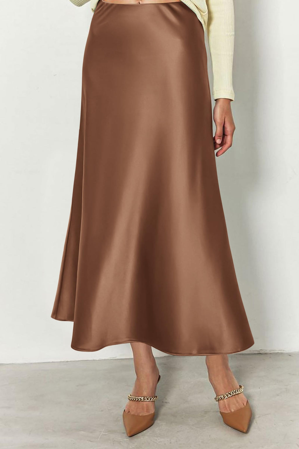 PRETTYGARDEN Women's Satin Skirts Dressy Casual Fall High Waisted Cocktail Wedding Flowy Elegant A Line Midi Skirt