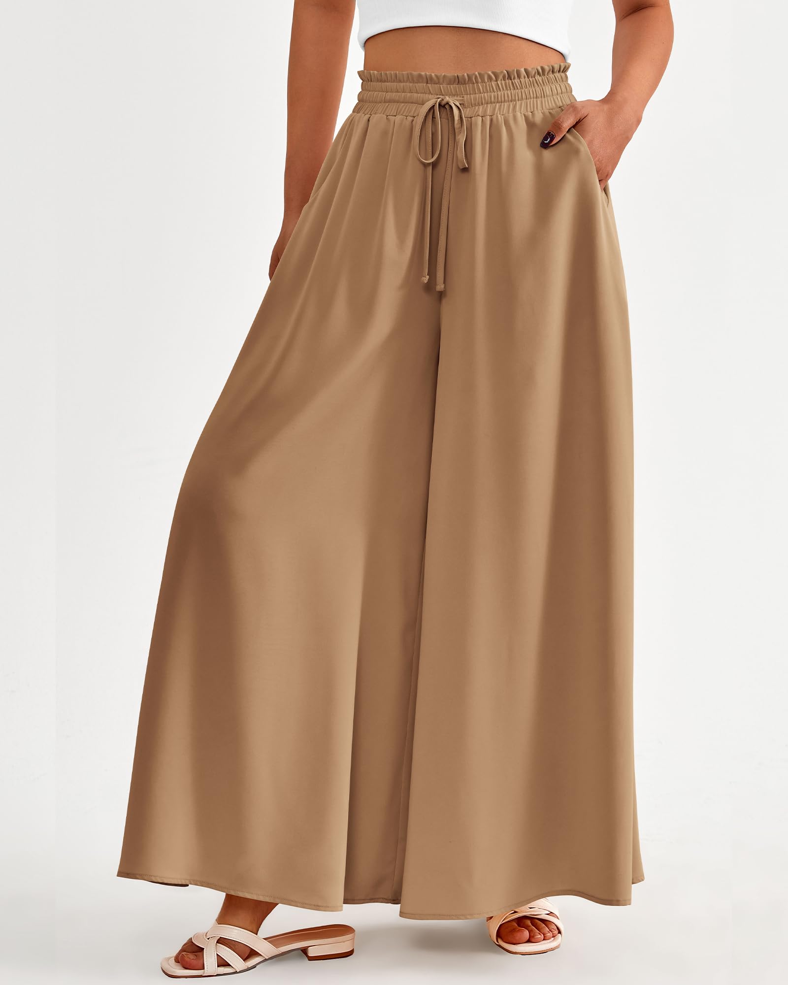 BTFBM Women Casual High Waist Wide Leg Pants Spring Summer Long Palazzo Pants Pocket Lounge Beach Vacation Clothes