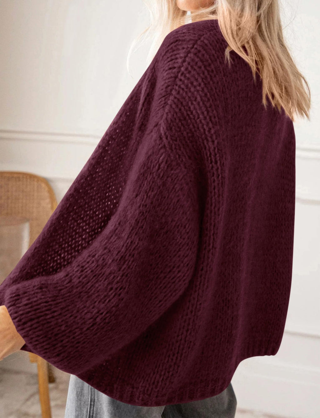 BTFBM Cardigan Sweaters for Women Fall Fashion Clothes | No Button No Pocket Design, Chunky Knit Open Front Cardigans, Ribbed Cuff Long Sleeve Sweater, Loose Winter Coat Clothing