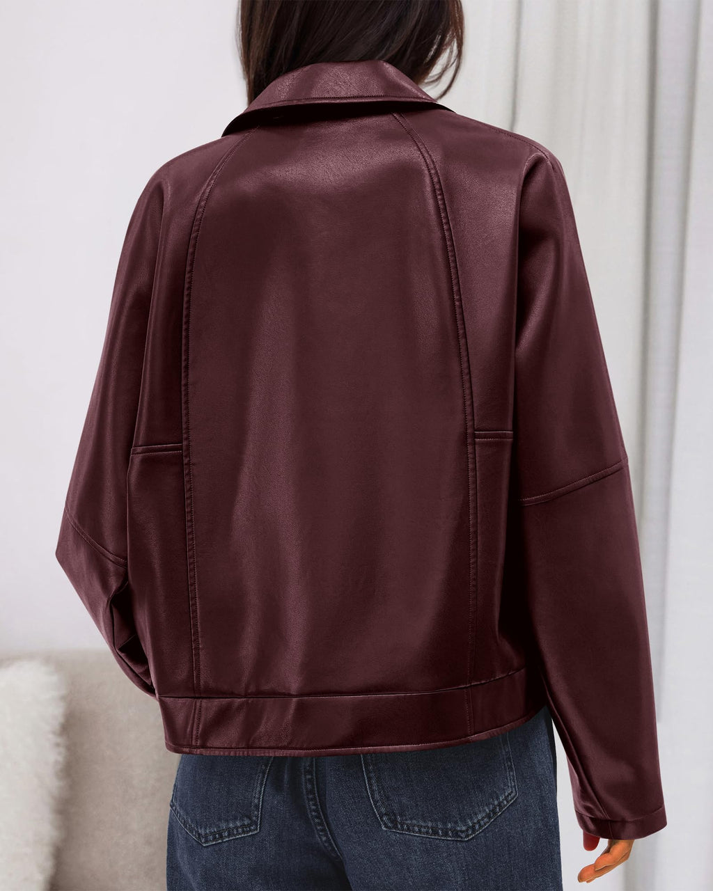 FreshPretty Leather Jacket Women Fall Clothes Long Sleeve Button Down Winter Coats Oversized Motorcycle Outwear