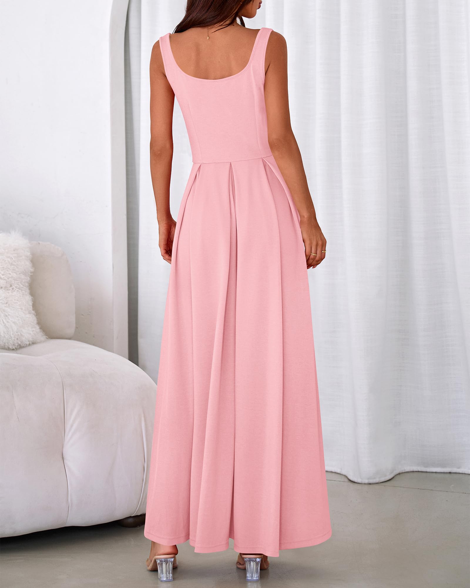 BTFBM Women Summer Square Neck Maxi Dress Spring Elegant Classy Sleeveless Formal Wedding Guest Cocktail Dresses