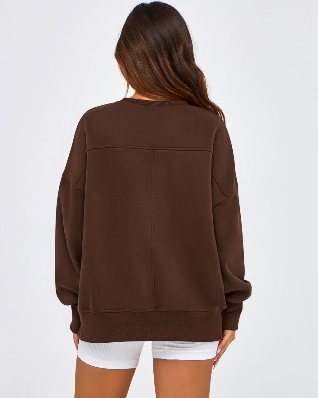 BTFBM Women's Casual Crewneck Sweatshirts Spring Long Sleeve Side Slit Workout Fleece Pullover Top Fashion Clothing