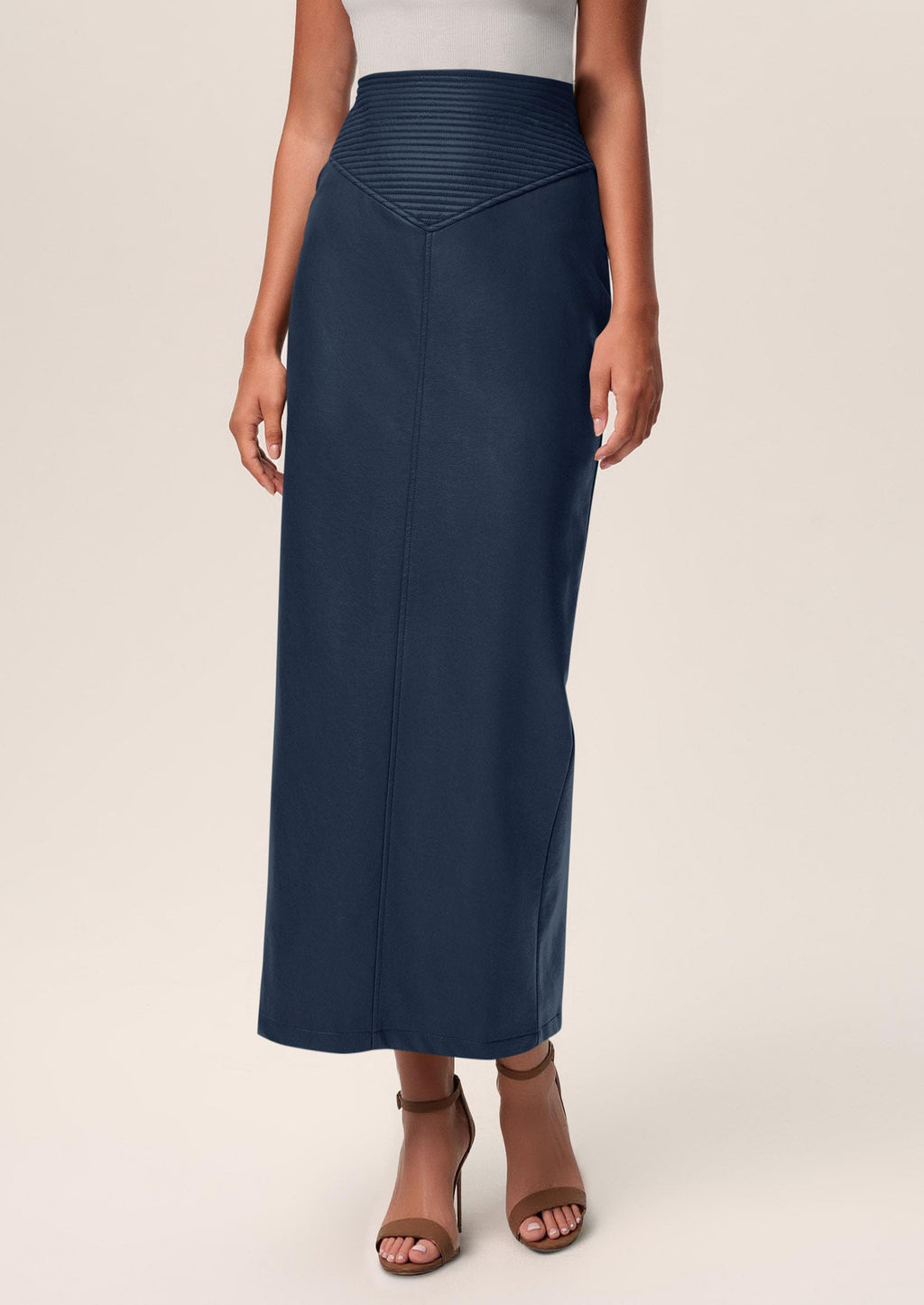 PRETTYGARDEN Long Skirts for Women Fall Fashion Clothing Faux Leather High Waist Dressy Casual Slit Pencil Maxi Skirt