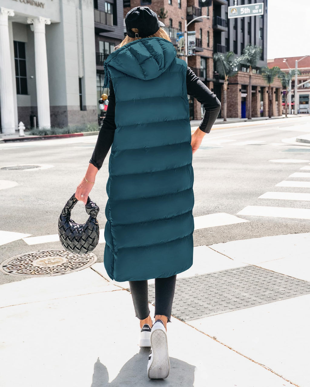 FreshPretty Long Puffer Vest Women Quilted Hooded Button Down Zip Up Sleeveless Vests Outerwear Padded Jacket Fall Winter Coat