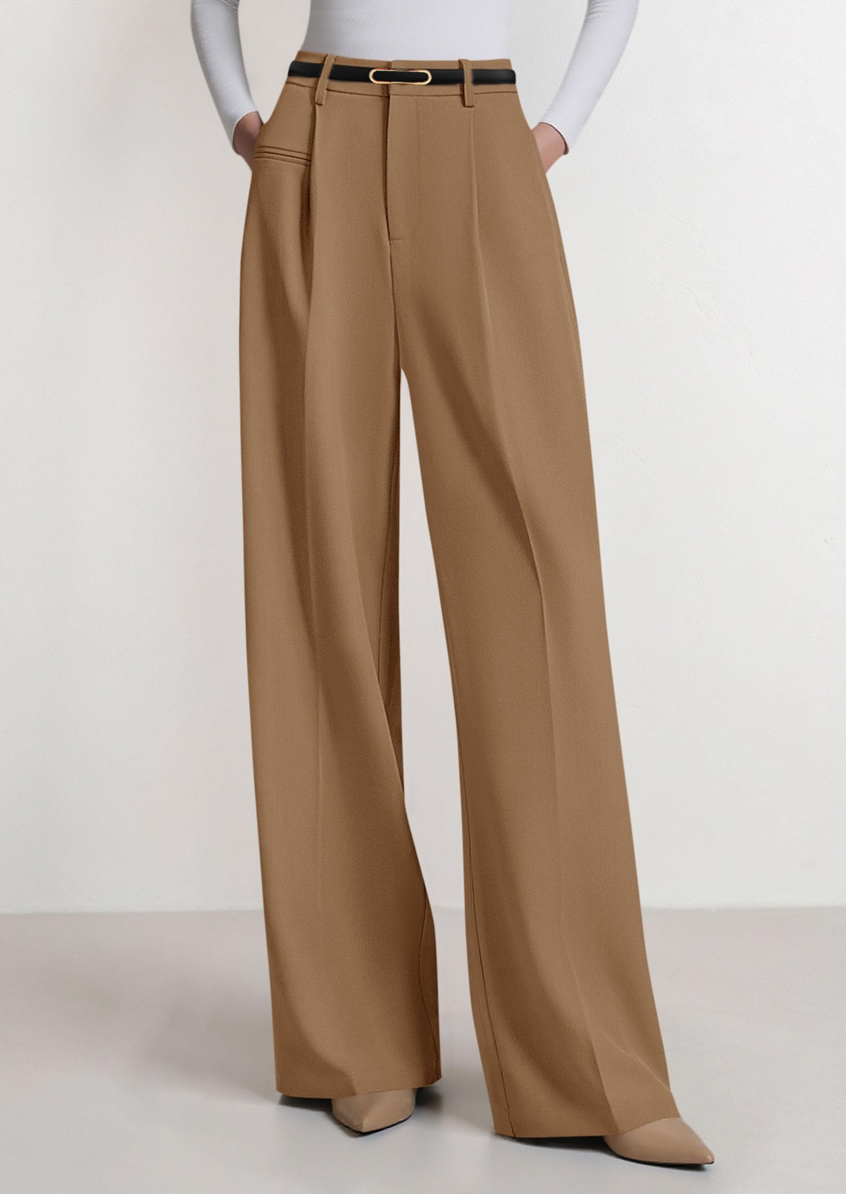 PRETTYGARDEN Womens Wide Leg Dress Pants Business Casual Flowy Work Palazzo Pants High Waisted Slacks Trousers