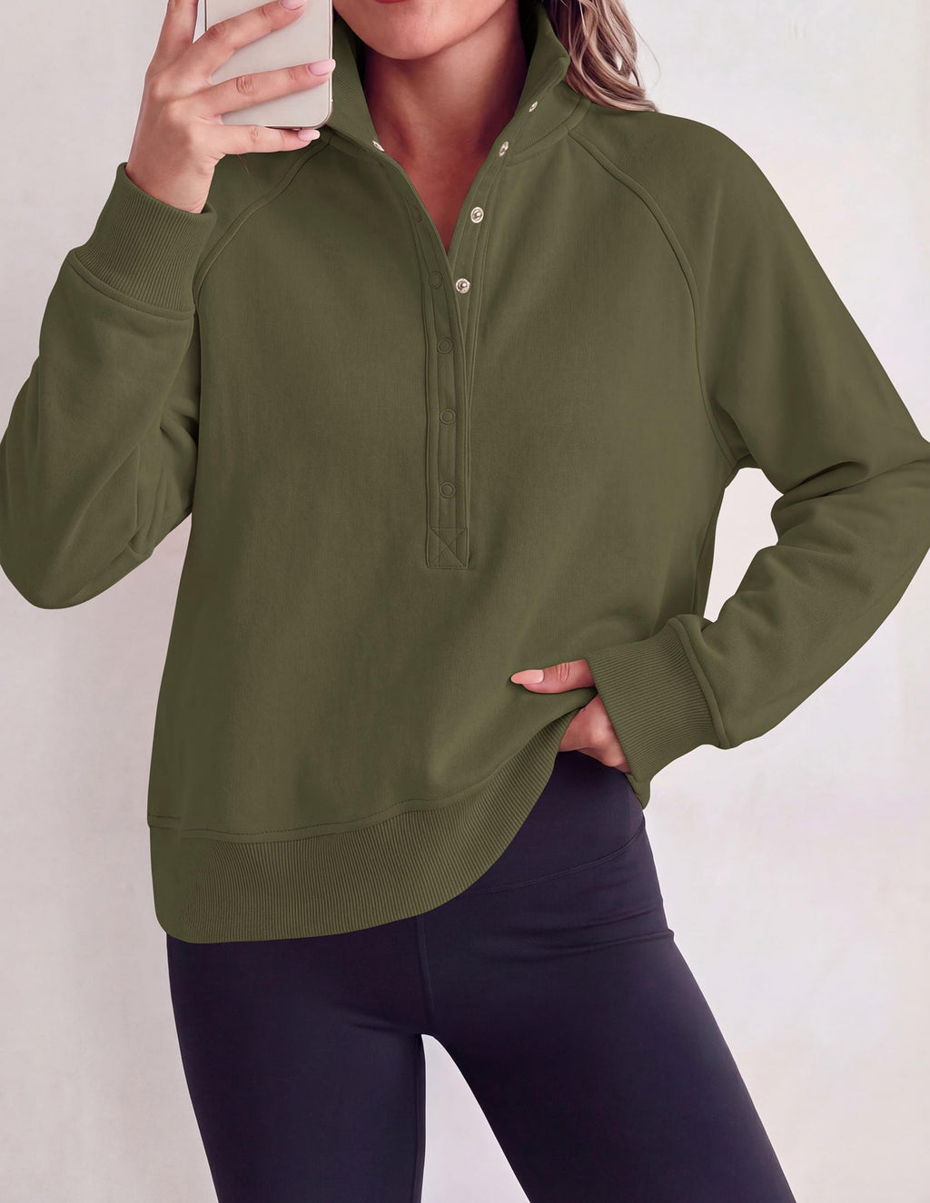 PRETTYGARDEN Women's Fall Trendy Oversized Sweatshirts Comfy Ribbed Fabric, Raglan Long Sleeve Collared, Button Up Henley Pullover Blouse, Casual Workout Tops, Y2K Fashion Clothing