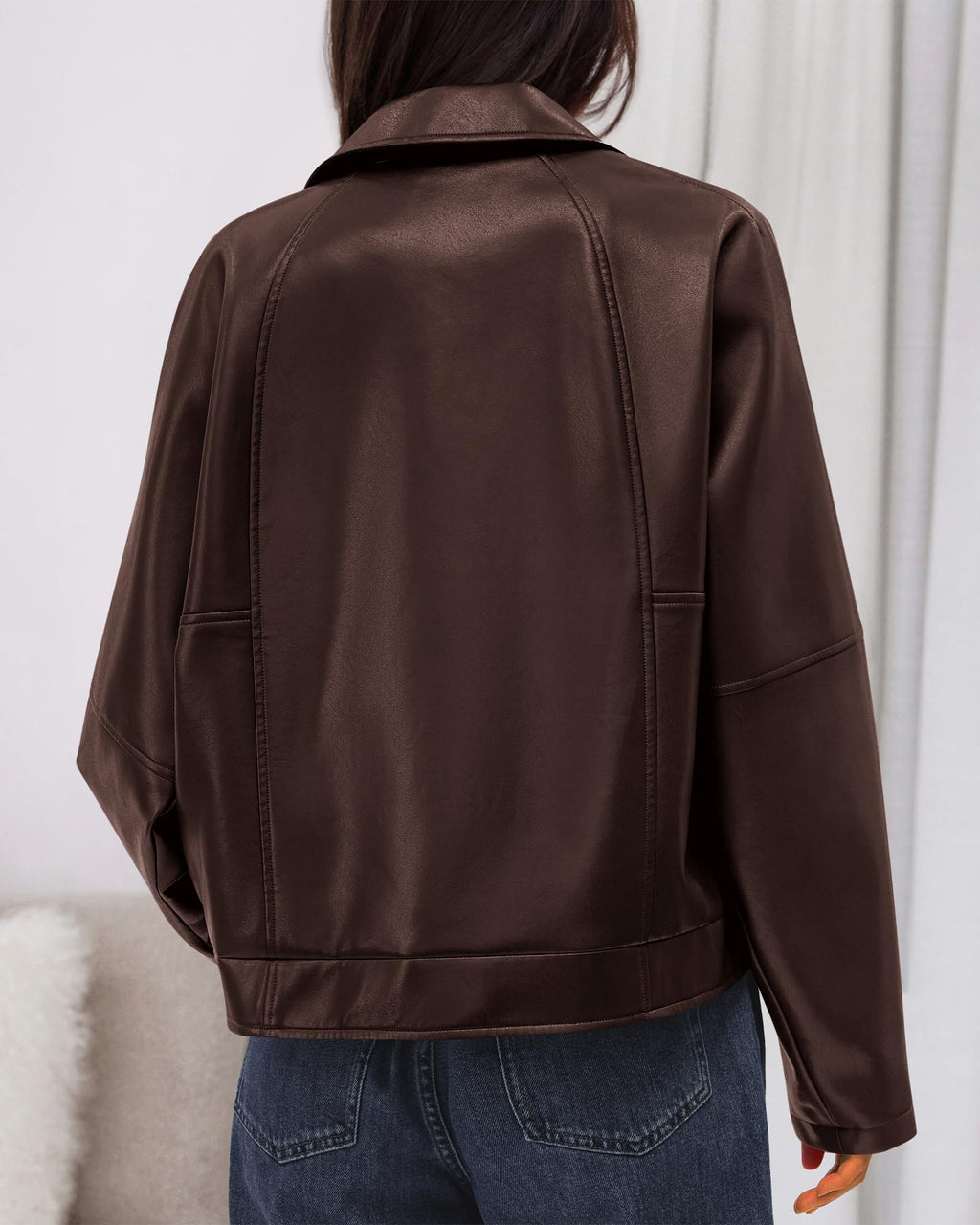 FreshPretty Leather Jacket Women Fall Clothes Long Sleeve Button Down Winter Coats Oversized Motorcycle Outwear