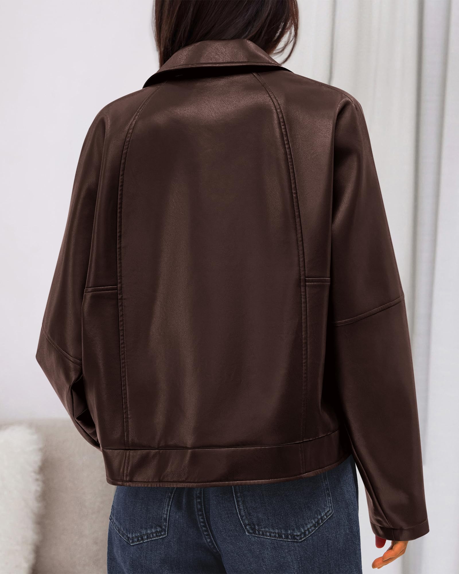 FreshPretty Leather Jacket Women Fall Clothes Long Sleeve Button Down Winter Coats Oversized Motorcycle Outwear