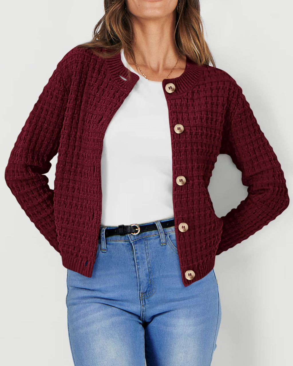 PRETTYGARDEN Women's Knit Cardigan Sweaters Casual Long Sleeve Open Front Button Down Trendy Jackets Outerwear