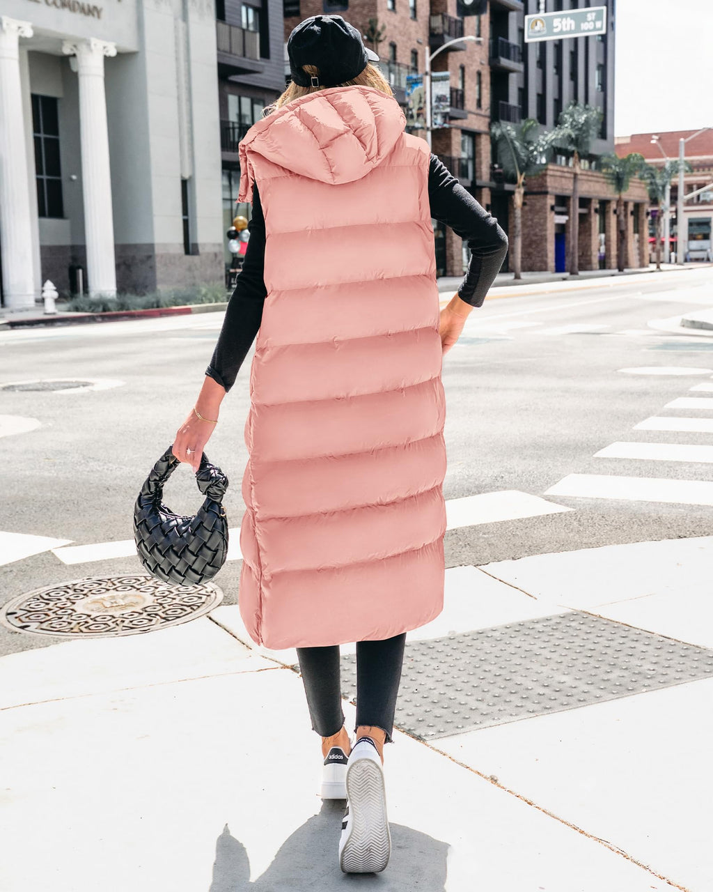 FreshPretty Long Puffer Vest Women Quilted Hooded Button Down Zip Up Sleeveless Vests Outerwear Padded Jacket Fall Winter Coat