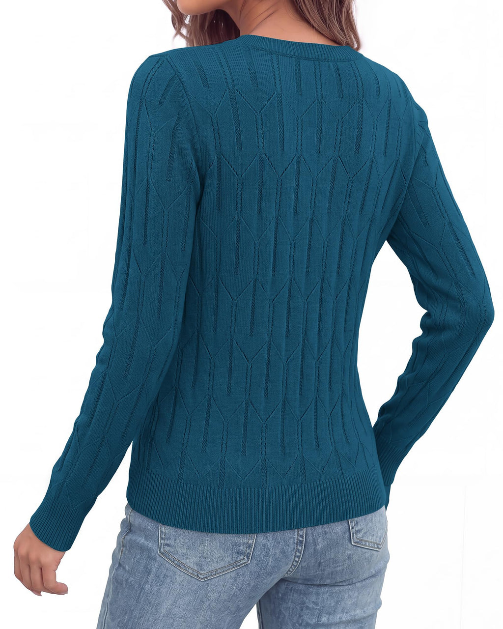 BTFBM Womens Sweaters Long Sleeve Crewneck Pullover Tops Dressy Casual Lightweight Knit Sweater,Small Hollow Out Boho Shirts, Fall Fashion,Winter Layer Basic Clothes,Business Casual Outfits