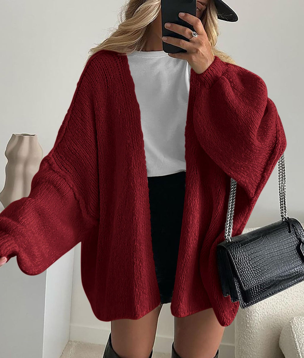 PRETTYGARDEN Womens Oversized Cardigan Sweaters Fall Long Lantern Sleeve Knit Open Front Lightweight Sweater
