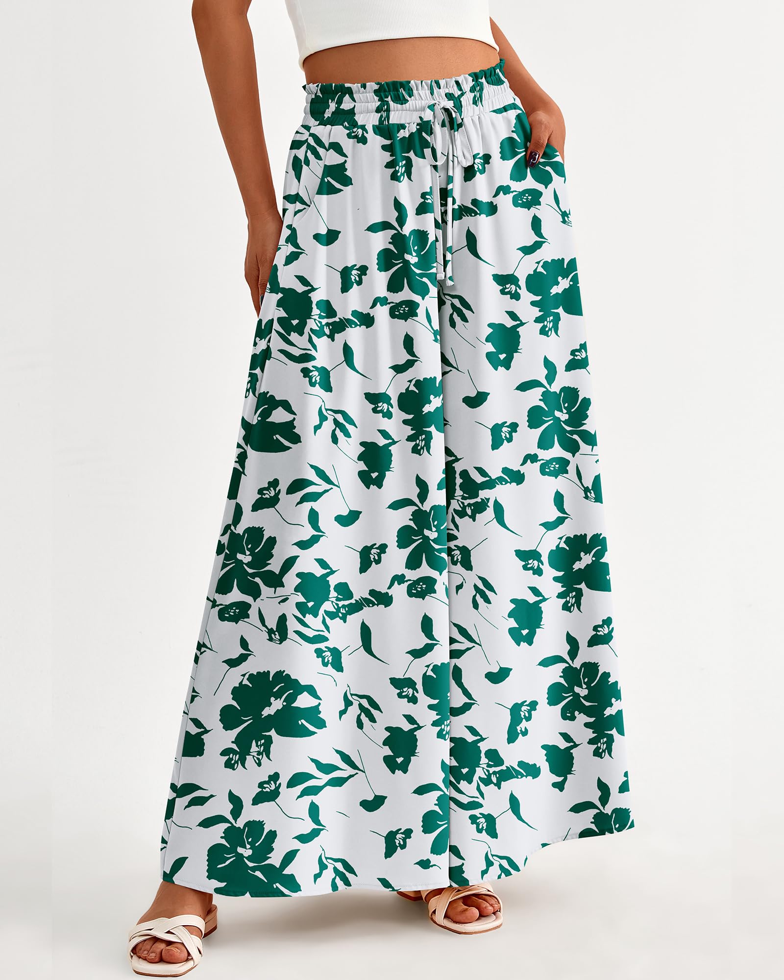 BTFBM Women Casual High Waist Wide Leg Pants Spring Summer Long Palazzo Pants Pocket Lounge Beach Vacation Clothes
