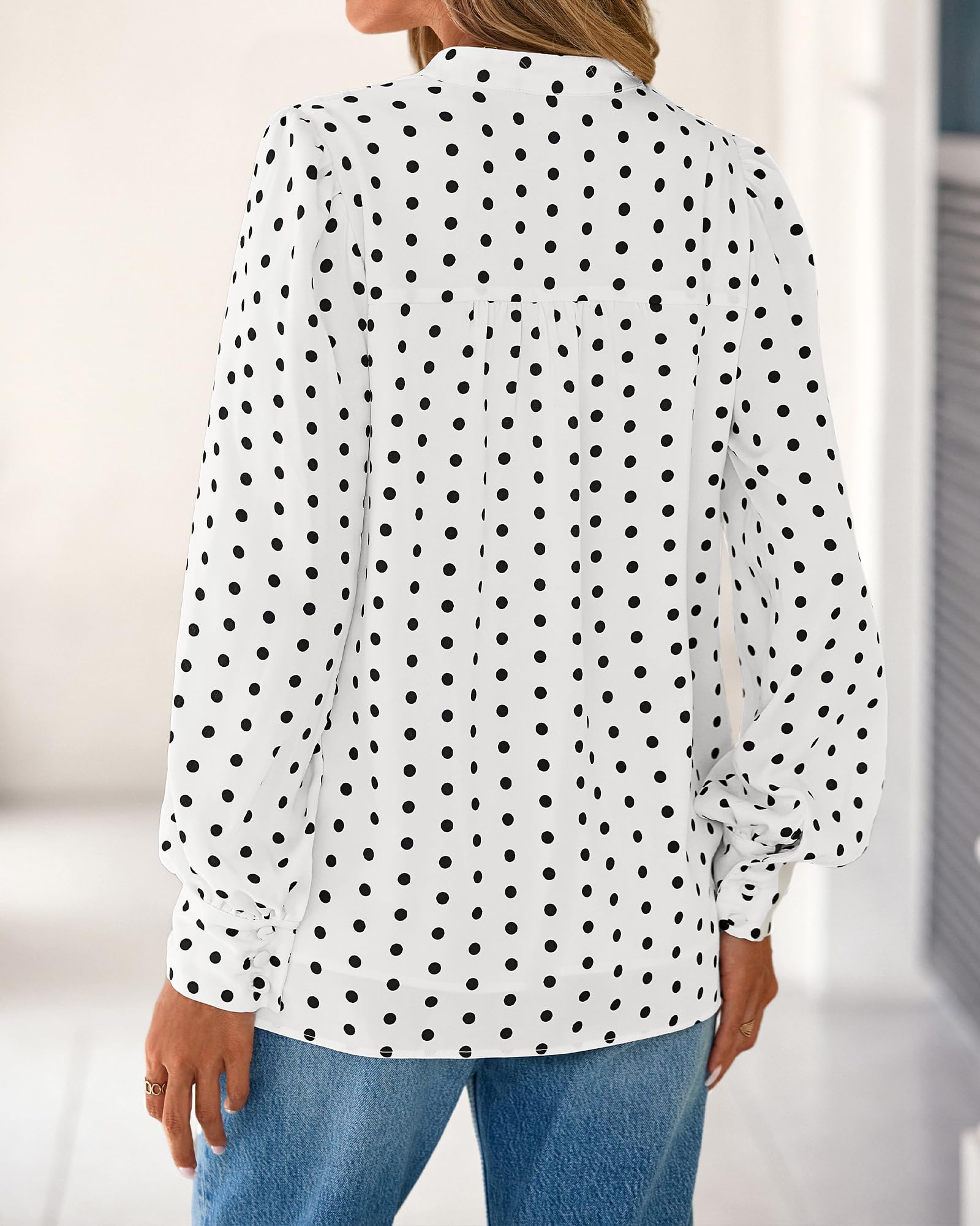 BTFBM Womens Tops Dressy Casual Spring Boho Floral V Neck Long Sleeve Half Button Down Shirt Work Business Blouses