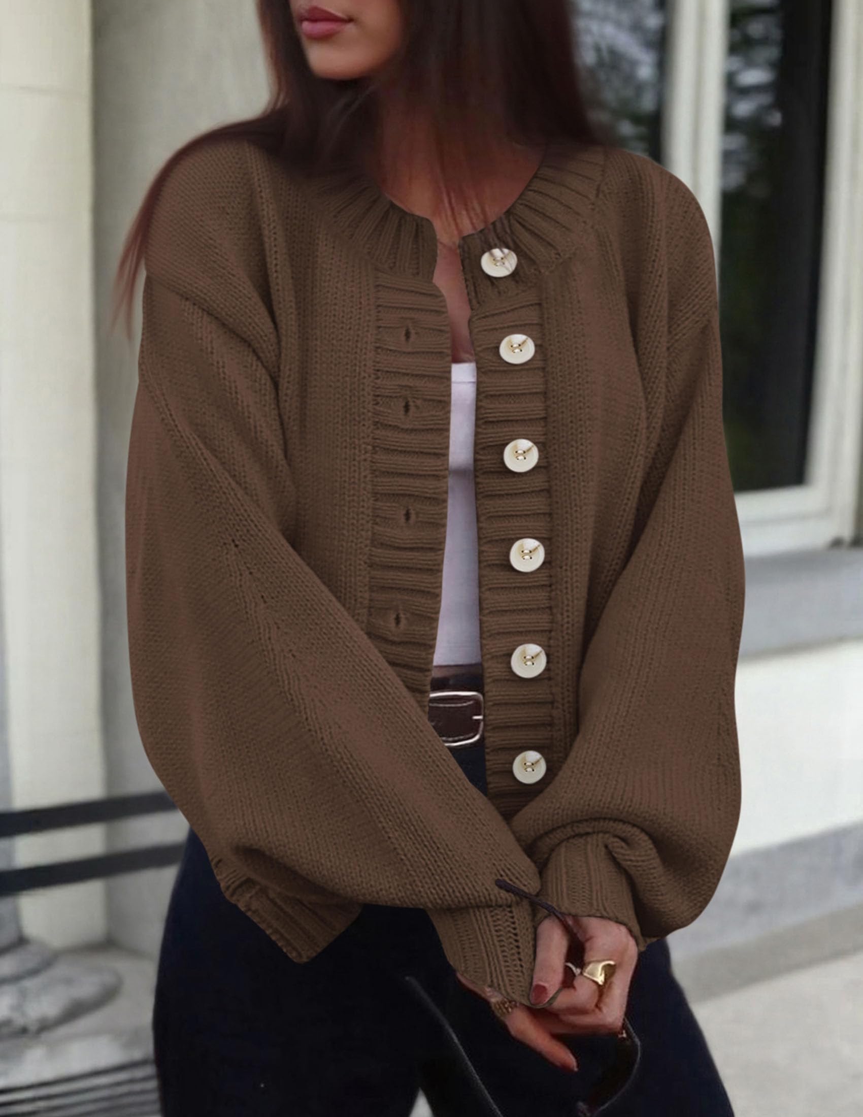 PRETTYGARDEN Women's Winter Cardigan Sweaters Trendy Chunky Knit Long Sleeve Button Up Casual Warm Fall Jackets Coats