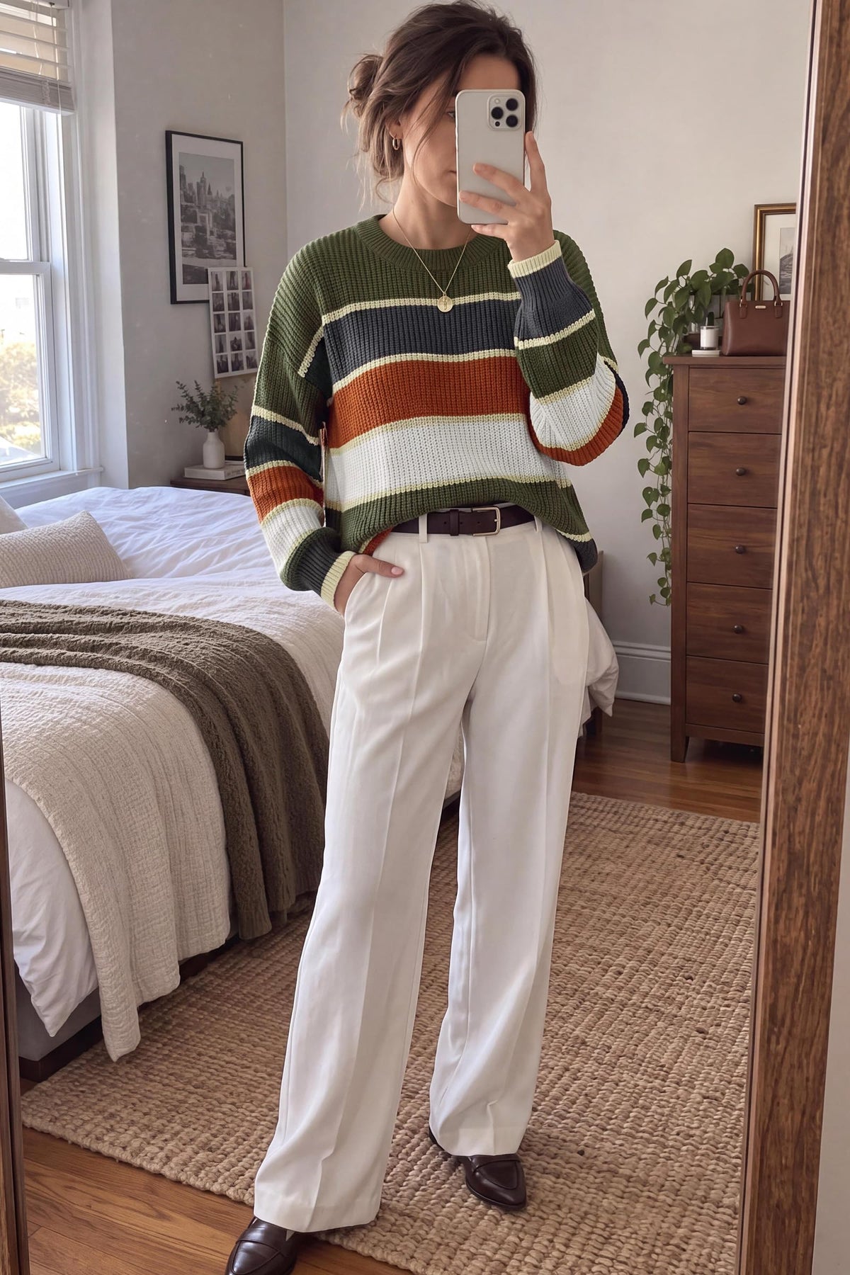 FreshPretty Womens Striped Sweater Oversized Casual Cute Long Sleeve Fall Tops,Crewneck,Color Block, Cozy Chunky Knit Tops,Fall Pullover Sweaters Trendy,Winter Fashion Clothes