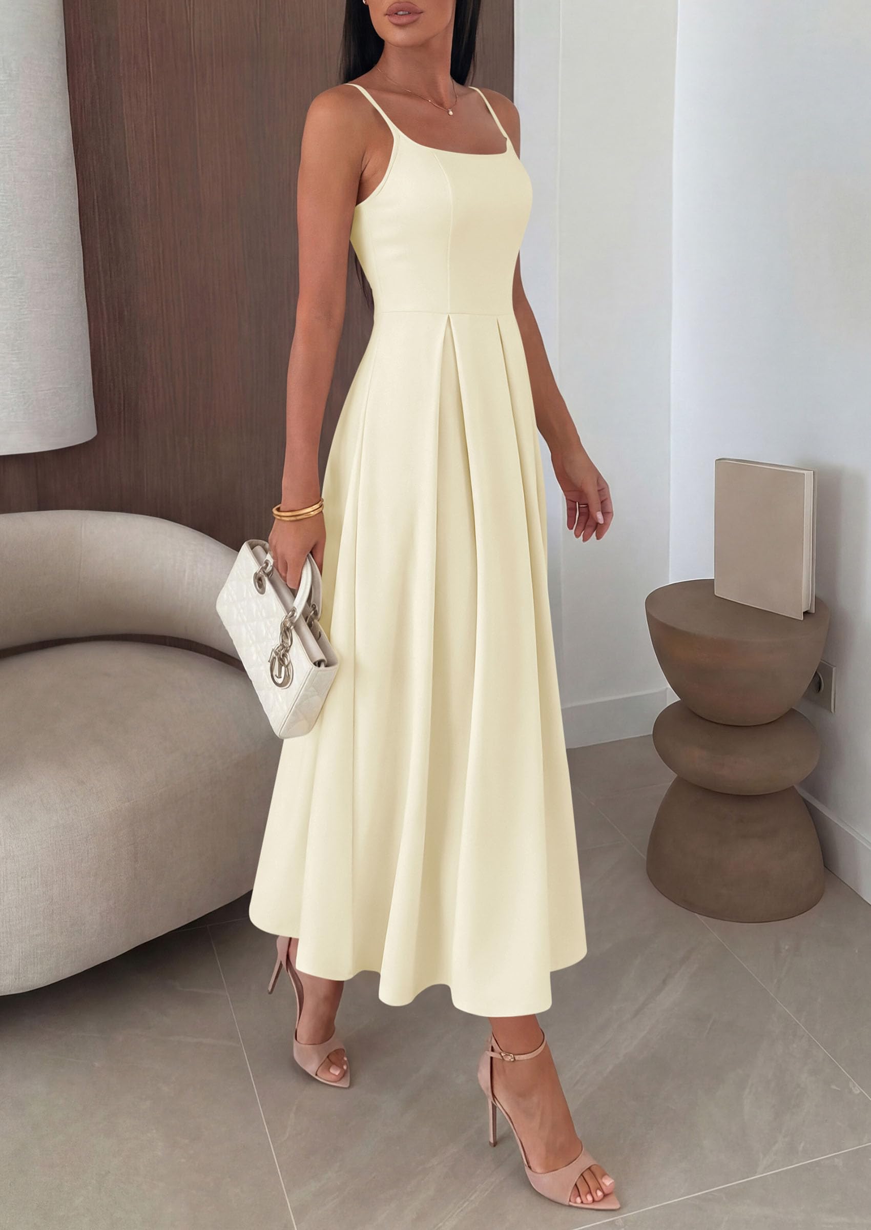 PRETTYGARDEN Cocktail Dresses for Women  Spring Elegant Ruffle A Line Long Flowy Summer Formal Wedding Guest Maxi Dress