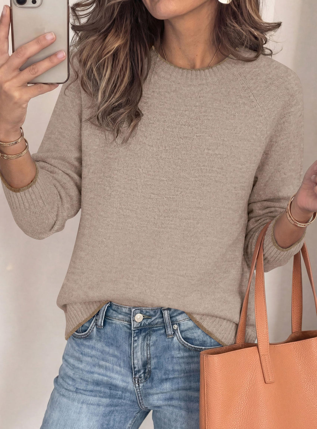 PRETTYGARDEN Womens Crewneck Fall Sweaters Pullover Tops Soft Stretchy Knit,Raglan Long Sleeve,Ribbed Cuffs,Color Block,Casual Daily Outfits,Office Work Clothes,Winter Layering Wear