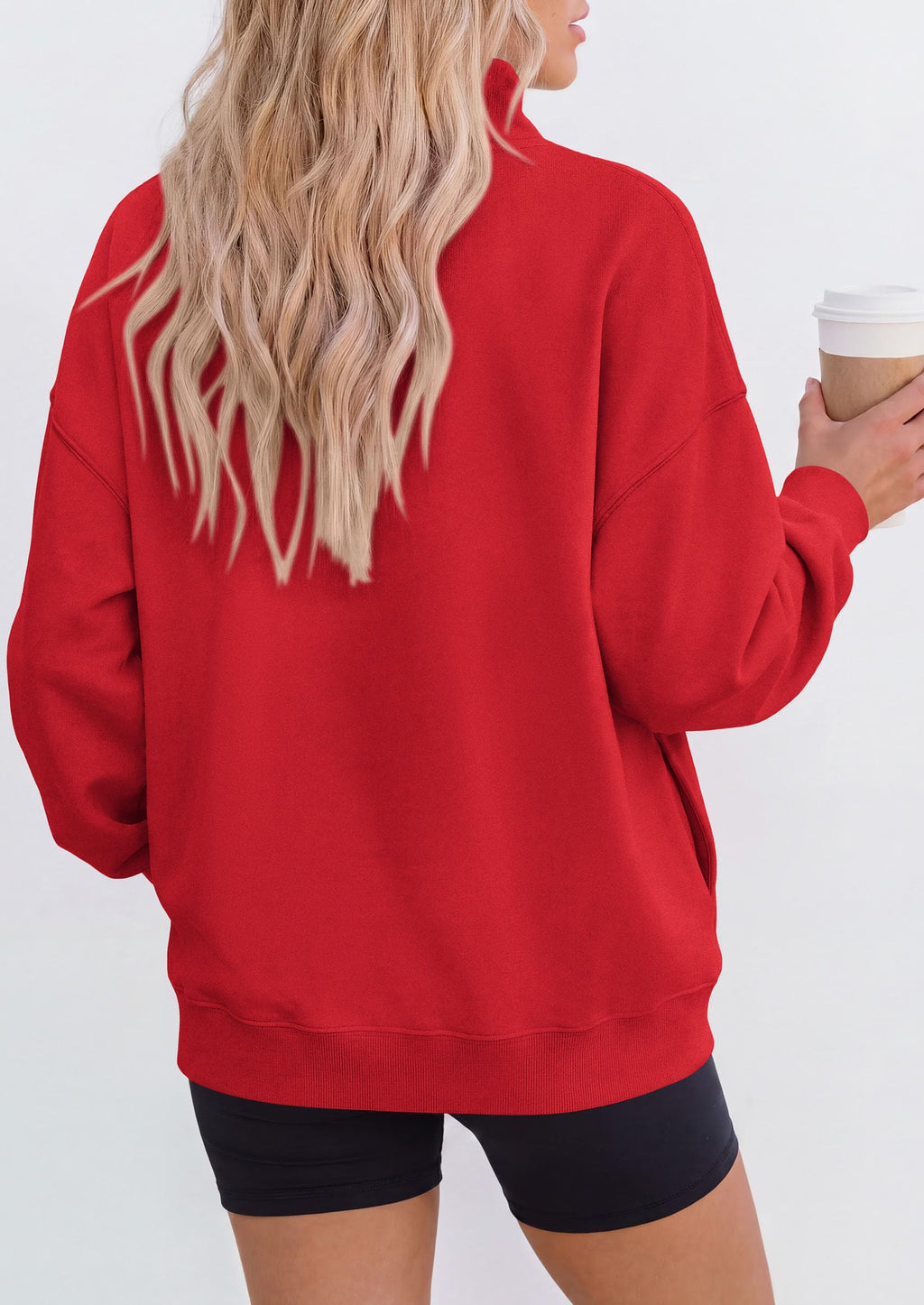 PRETTYGARDEN Womens Mock Neck Sweatshirt Oversized Pullover Loose Fit,Side Pockets,Long Sleeve Drop Shoulder Tops,Casual Lounge Work Travel Airport Outfits,Fall Fashion Winter Clothes
