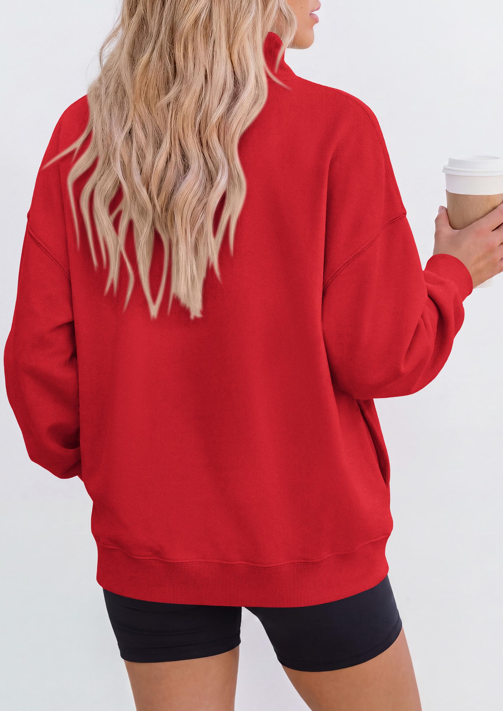 PRETTYGARDEN Womens Mock Neck Sweatshirt Oversized Pullover Loose Fit,Side Pockets,Long Sleeve Drop Shoulder Tops,Casual Lounge Work Travel Airport Outfits,Fall Fashion Winter Clothes