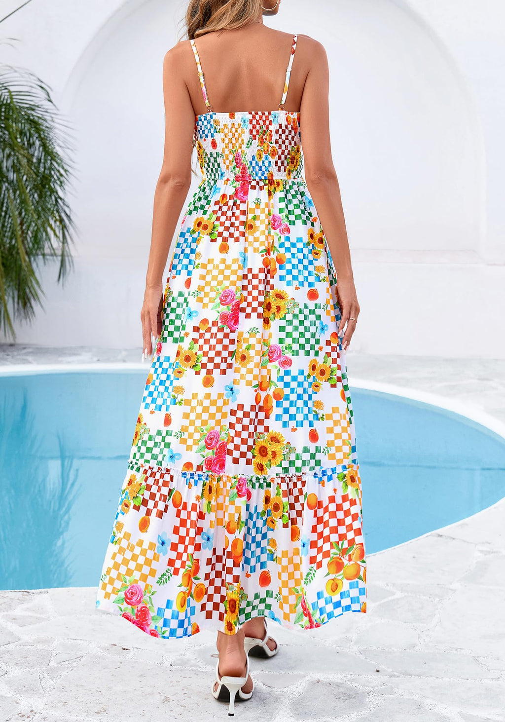 BTFBM Summer Dresses for Women Sundresses Sleeveless Spaghetti Strap Boho Beach Vacation Outfits Spring Maxi Dress