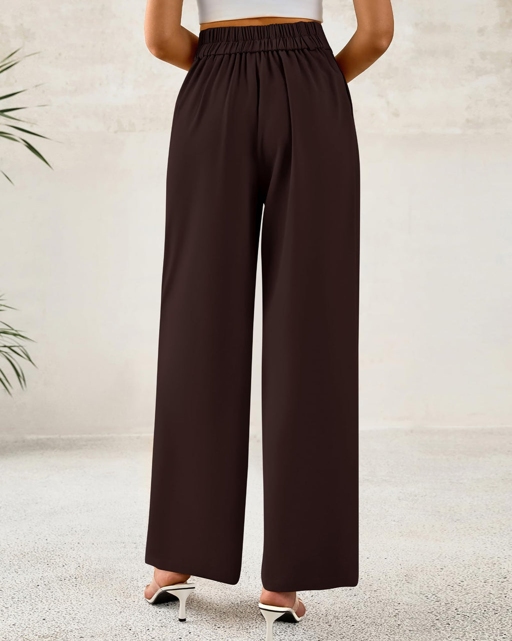 BTFBM Women Wide Leg Dress Pants High Waisted Button Pleated Business Casual Trousers Office Work Palazzo Pants