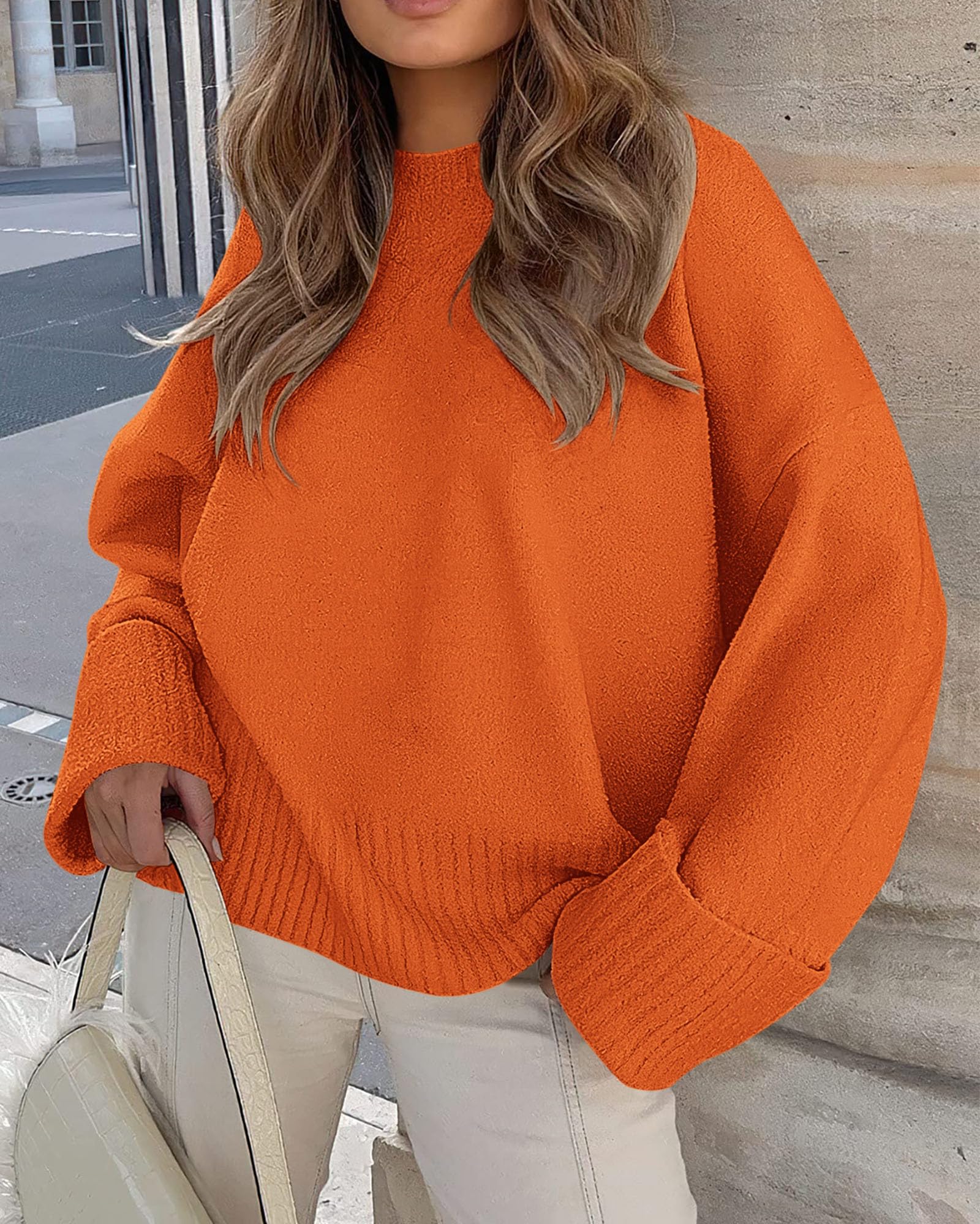 PRETTYGARDEN Women's Fall Oversized Sweaters Casual Crewneck Pullover Long Sleeve Fuzzy Chunky Knit Tops Blouse