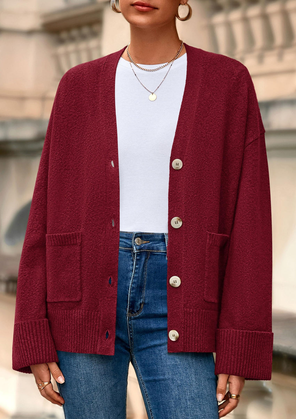 PRETTYGARDEN Women's Oversized Cardigan Sweaters Trendy Chunky Knit Long Sleeve V Neck Button Down Fall Winter Outfits