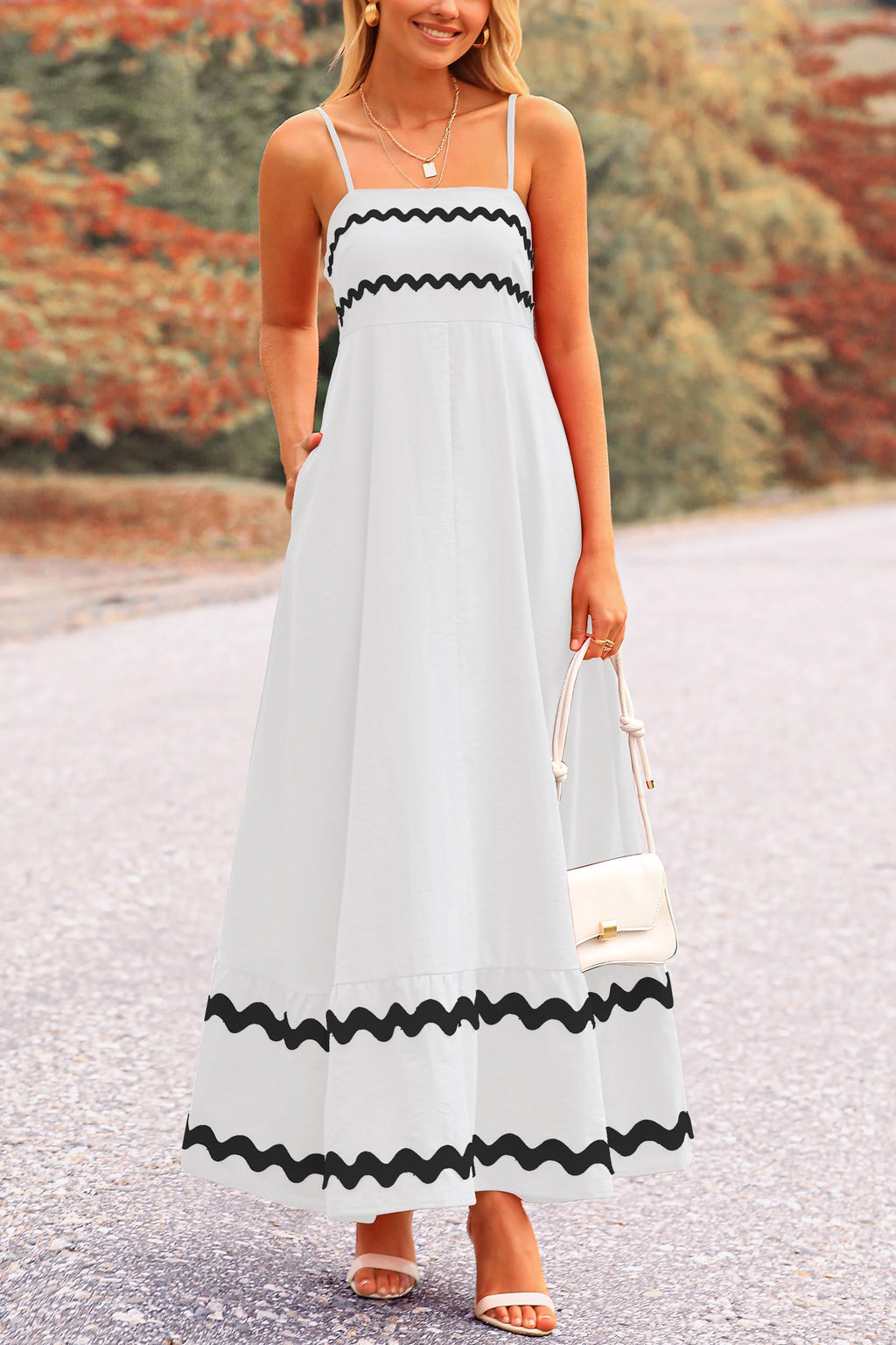 PRETTYGARDEN Women's Summer Flowy Maxi Dress Casual Sleeveless Spaghetti Strap Ruffle Beach Long Dresses