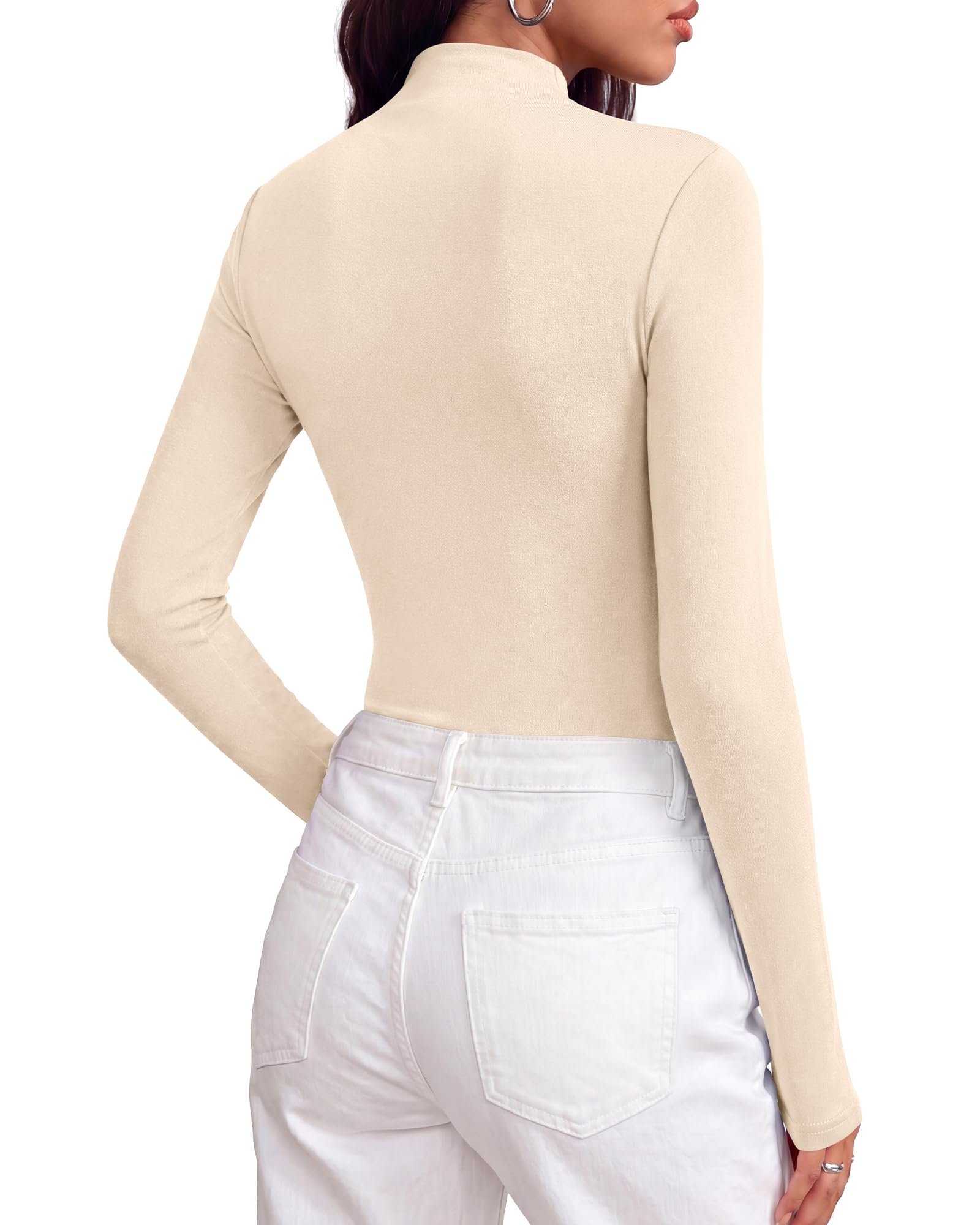 BTFBM Mock Tops for Women Fitted Long Sleeve Shirts Fall Fashion Clothing Thermal Layering Undershirts Going Out Outfits