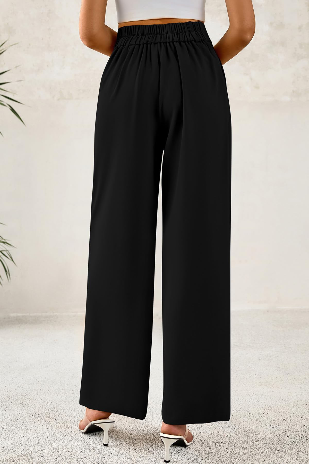 FreshPretty Women Wide Leg Dress Pants High Waist Work Trousers Button Pleated Slacks Palazzo Pants Business Casual Outfits