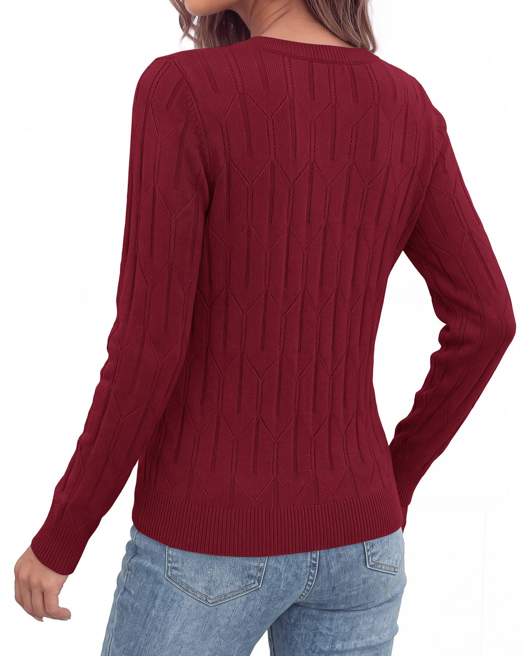 BTFBM Womens Sweaters Long Sleeve Crewneck Pullover Tops Dressy Casual Lightweight Knit Sweater,Small Hollow Out Boho Shirts, Fall Fashion,Winter Layer Basic Clothes,Business Casual Outfits