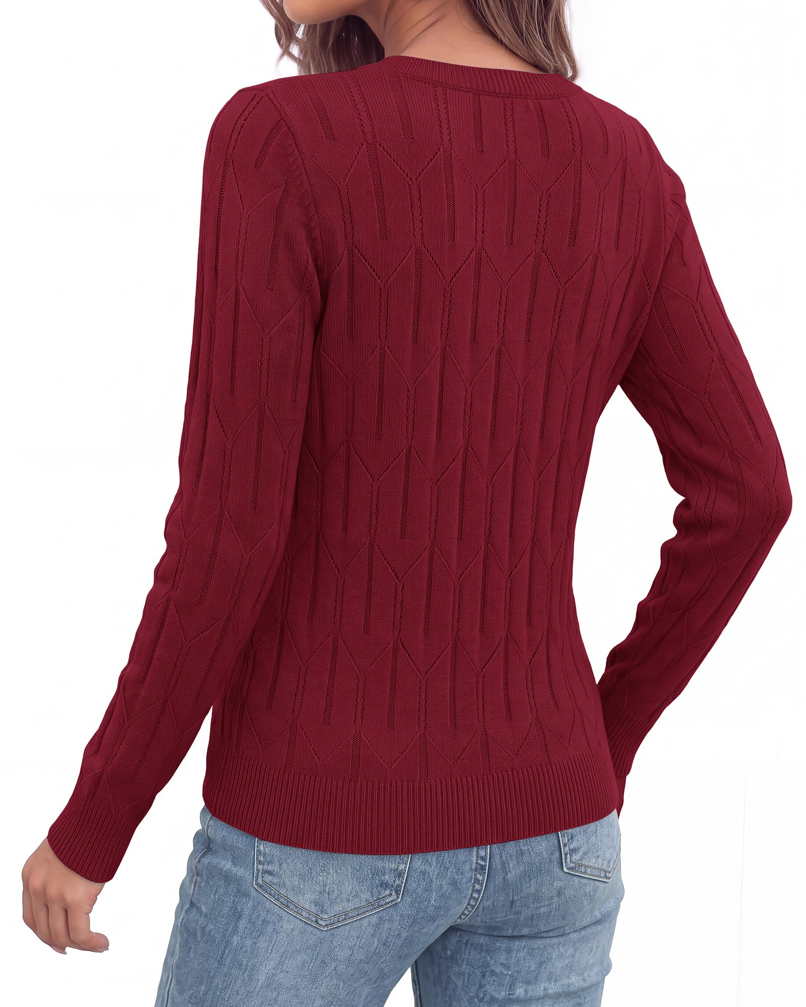 BTFBM Womens Sweaters Long Sleeve Crewneck Pullover Tops Dressy Casual Lightweight Knit Sweater,Small Hollow Out Boho Shirts, Fall Fashion,Winter Layer Basic Clothes,Business Casual Outfits