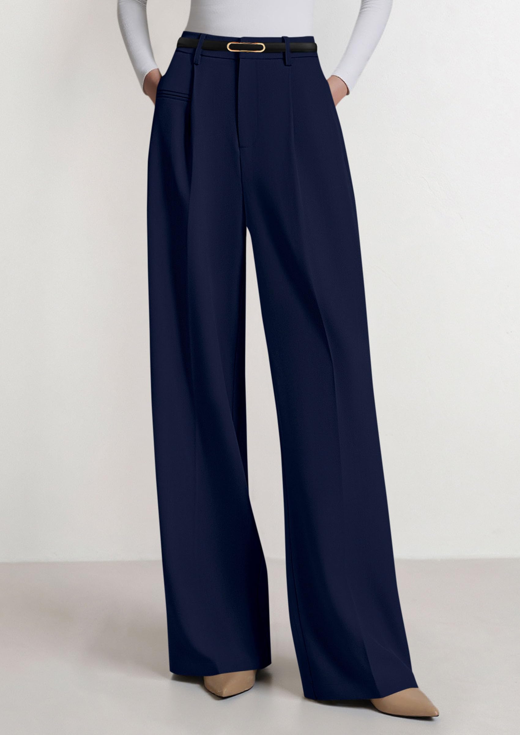 PRETTYGARDEN Womens Wide Leg Dress Pants Business Casual Flowy Work Palazzo Pants High Waisted Slacks Trousers