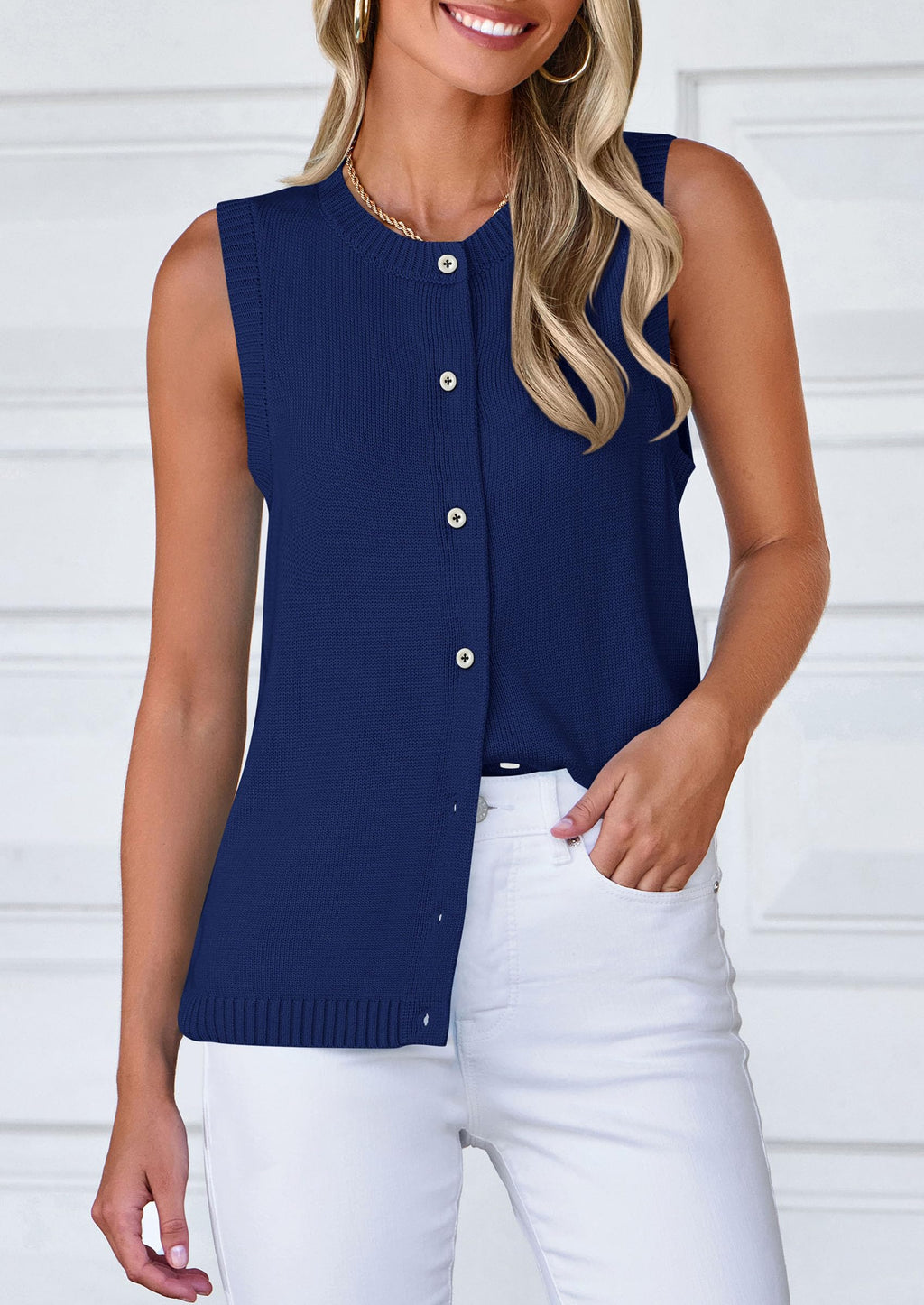 PRETTYGARDEN Sweater Vest Tops for Women Lightweight Summer Cardigan Sleeveless Button Up Knit Casual Spring Clothes