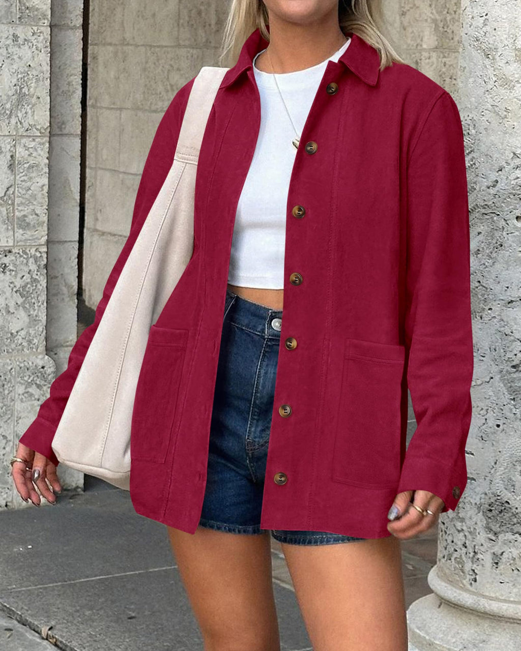 BTFBM Faux Suede Jacket Women Fall Fashion Leather Jackets Long Sleeve Button Down Winter Coats Shackets Outerwear