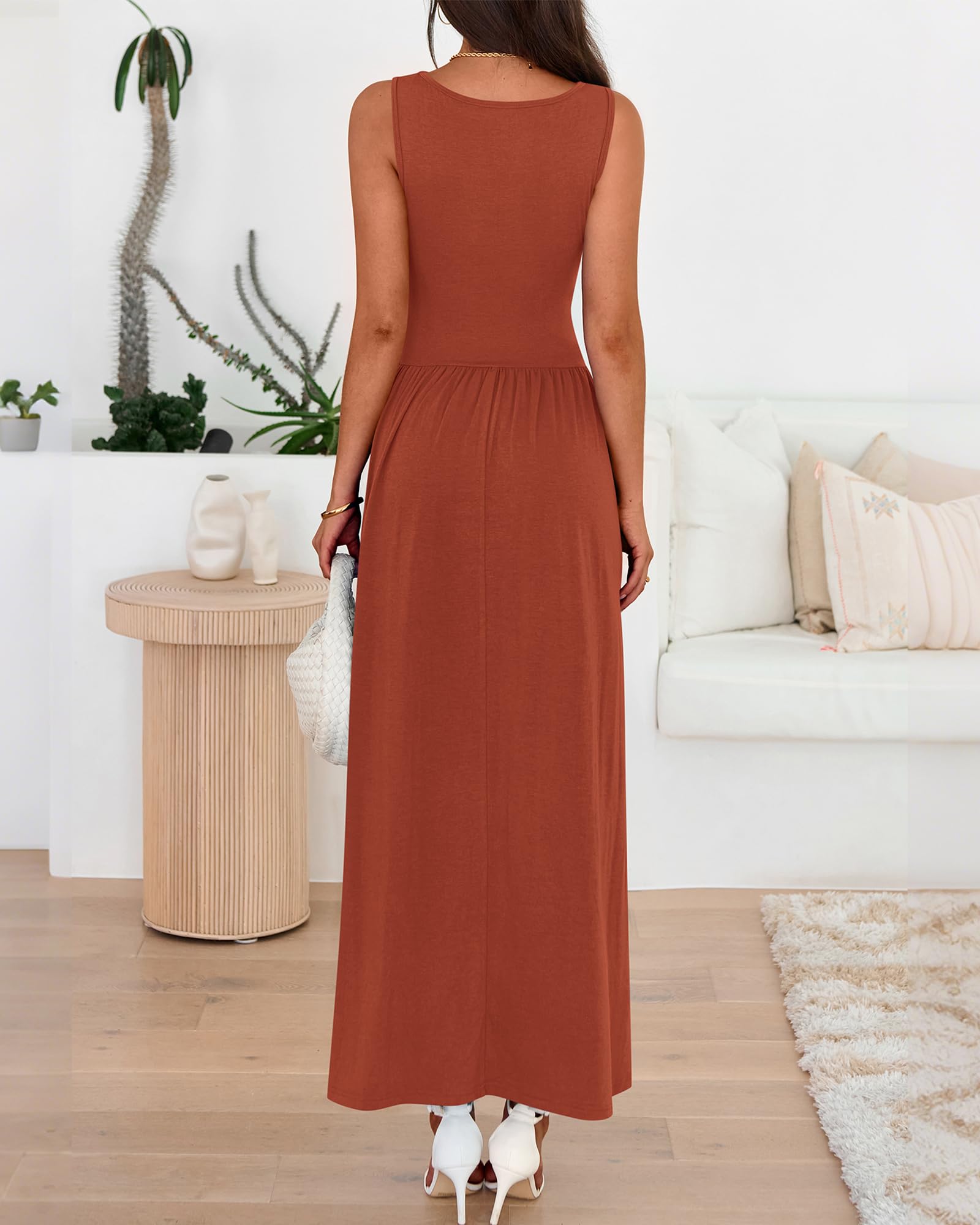 BTFBM Summer Maxi Dresses for Women Spring Sleeveless Casual Ruched High Waisted Long Sundress Flowy Beach Dress