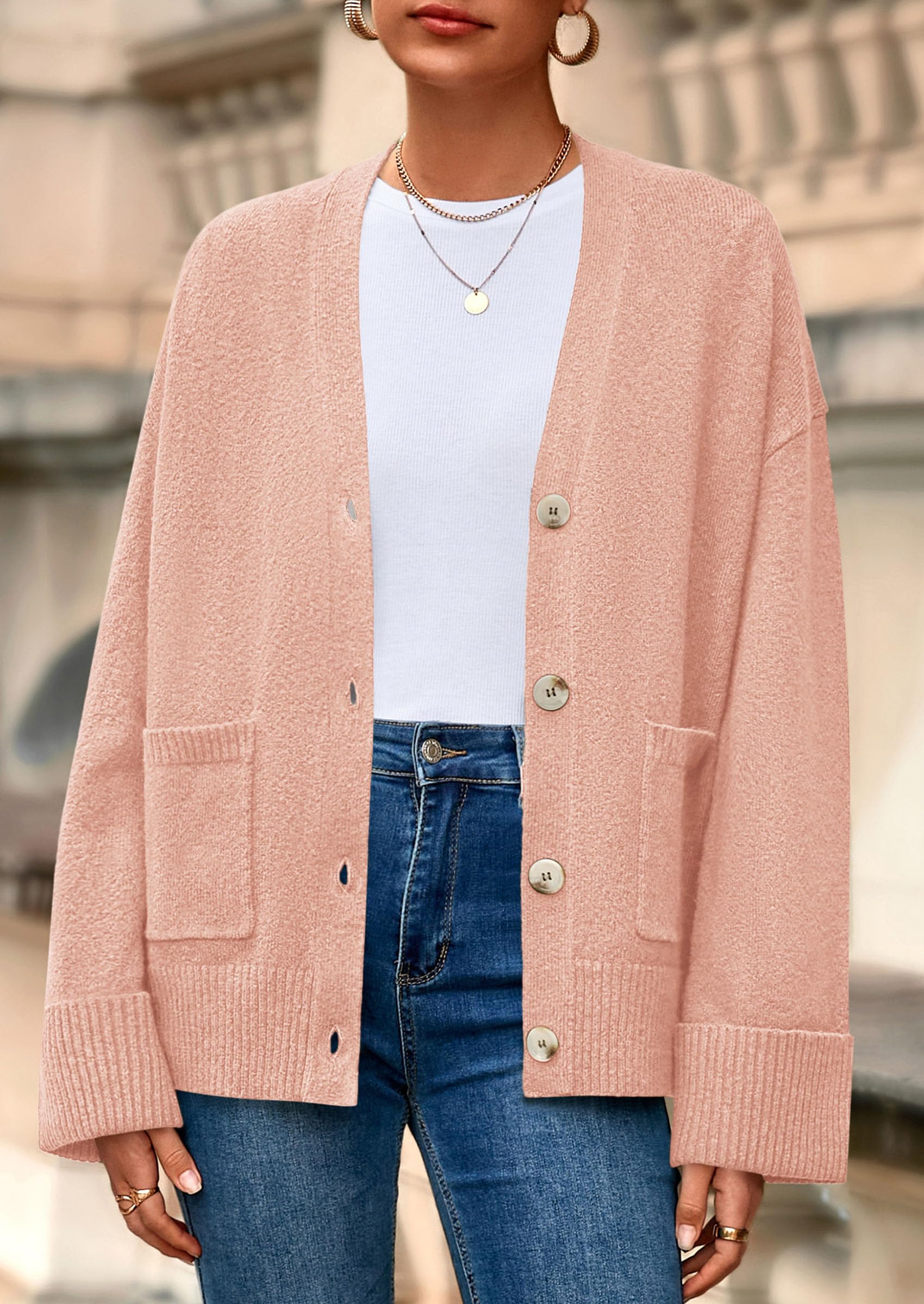 PRETTYGARDEN Women's Oversized Cardigan Sweaters Trendy Chunky Knit Long Sleeve V Neck Button Down Fall Winter Outfits