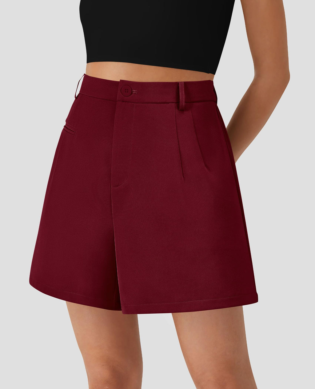 PRETTYGARDEN Shorts for Women Dressy Summer Elastic High Waisted Wide Leg Business Casual Work Shorts with Pockets