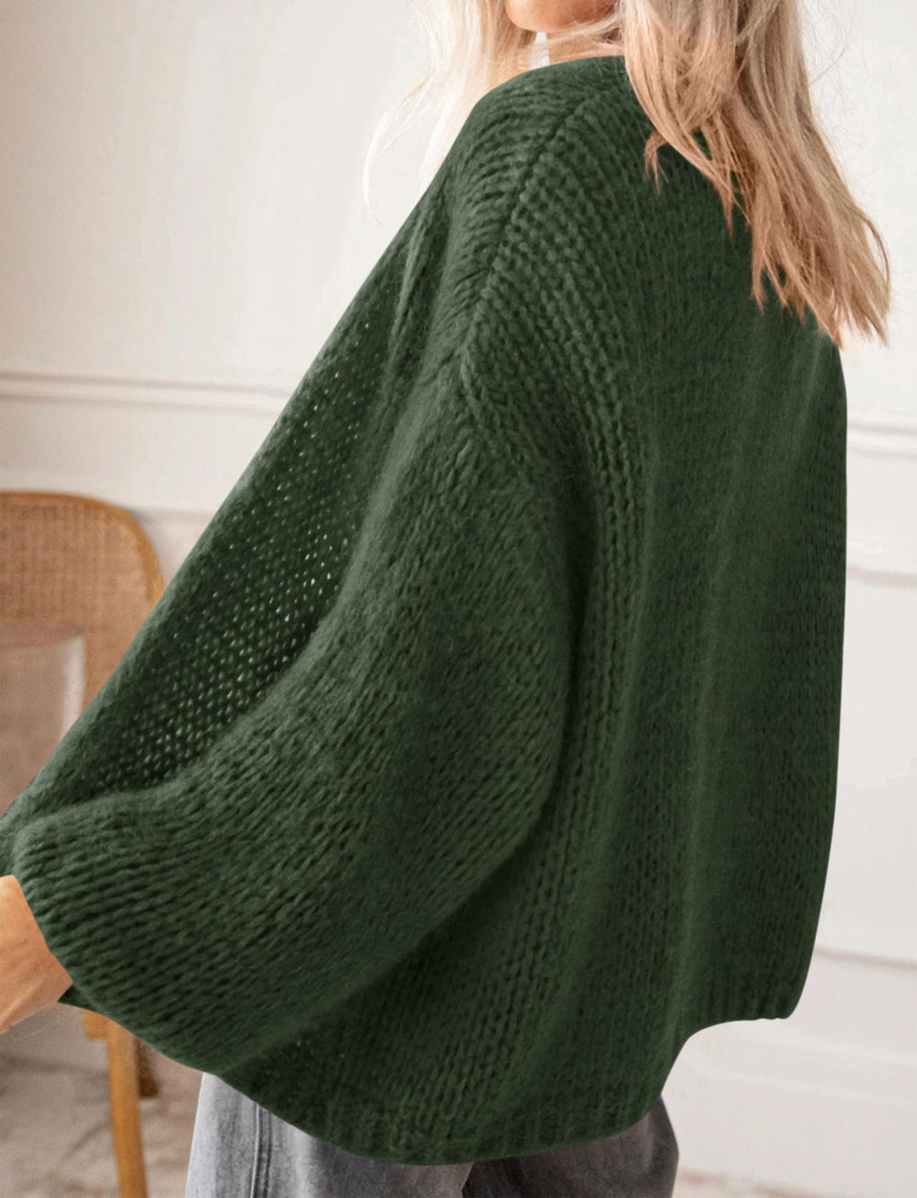 BTFBM Cardigan Sweaters for Women Fall Fashion Clothes | No Button No Pocket Design, Chunky Knit Open Front Cardigans, Ribbed Cuff Long Sleeve Sweater, Loose Winter Coat Clothing