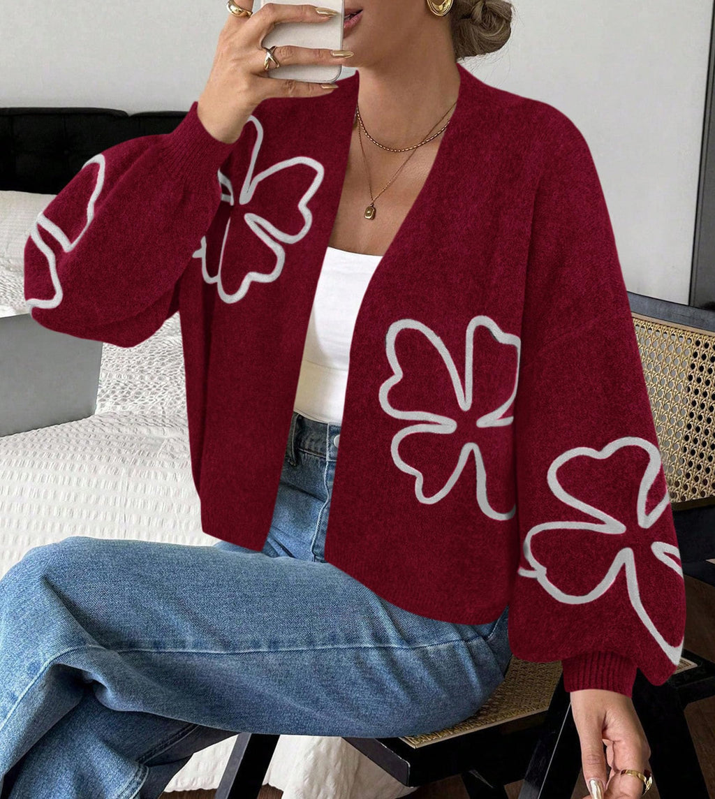 PRETTYGARDEN Women's Floral Oversized Cardigan Sweaters Trendy Fall Outfits Long Sleeve Sweater Jacket, Open Front Coat, Cozy Soft Chunky Knit, Casual Outerwear,Winter Fashion Clothing