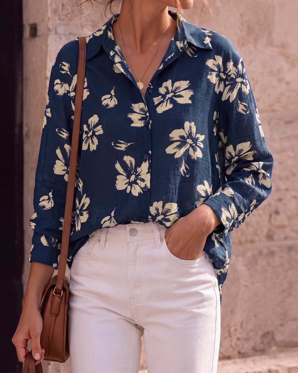 BTFBM Womens Blouses Dressy Casual Floral Long Sleeve Shirts Polka Dot Tops Classic Lapel Collar,Button Cuffs,V Neck Button Down Shirt,Business Casual Outfits,Early Fall Fashion Clothing Trendy
