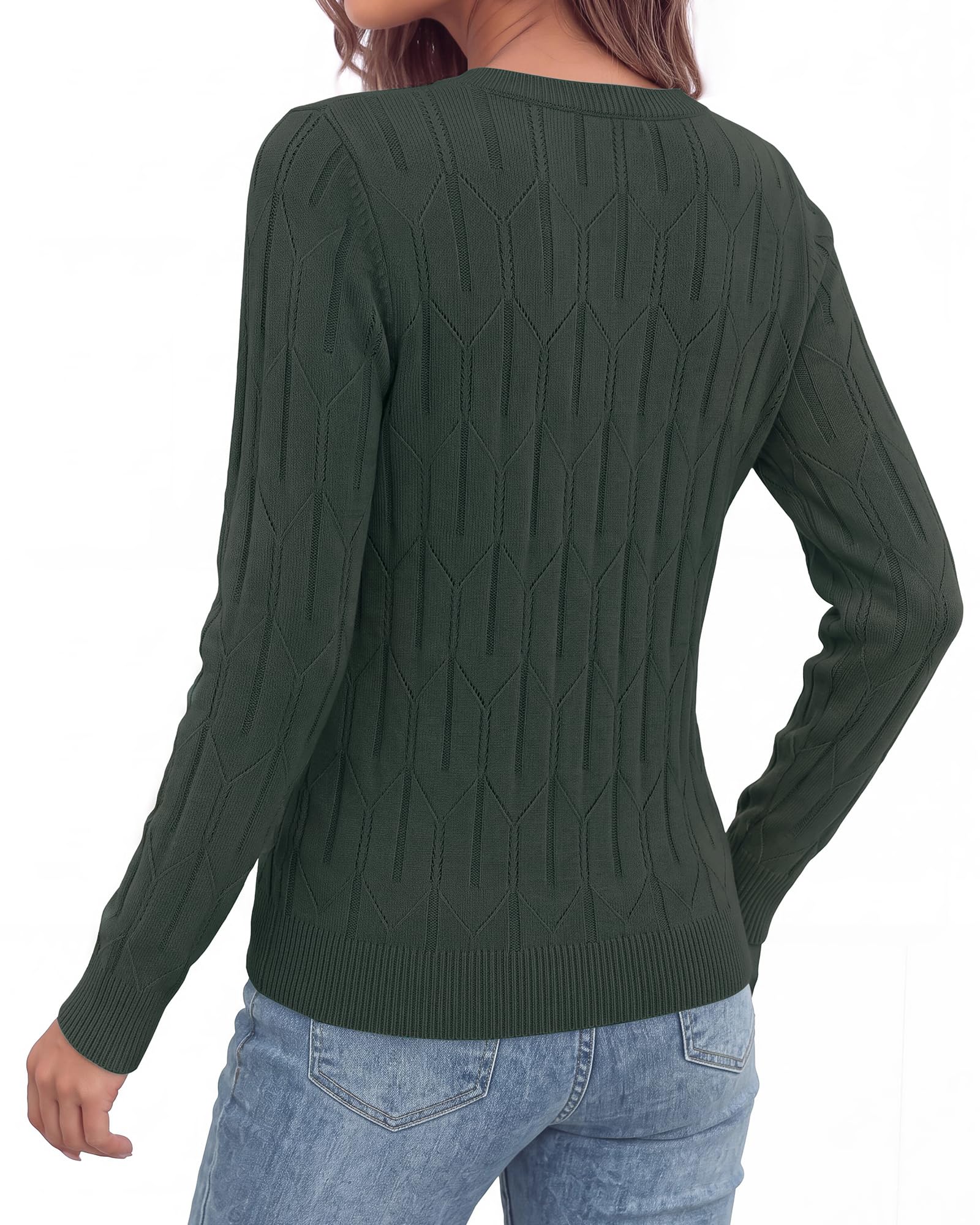 BTFBM Womens Sweaters Long Sleeve Crewneck Pullover Tops Dressy Casual Lightweight Knit Sweater,Small Hollow Out Boho Shirts, Fall Fashion,Winter Layer Basic Clothes,Business Casual Outfits