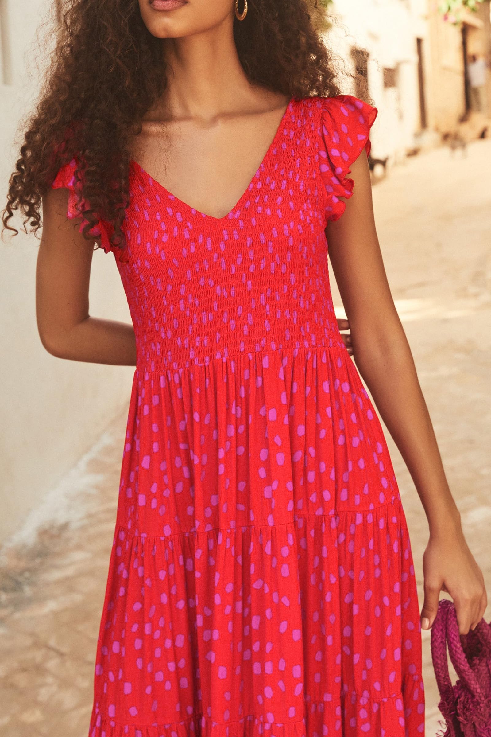 Visit the PRETTYGARDEN Store PRETTYGARDEN Women's Summer Floral Midi Dress Cap Sleeve V Neck Ruffle Long Flowy Boho Casual Beach Vacation Dresses